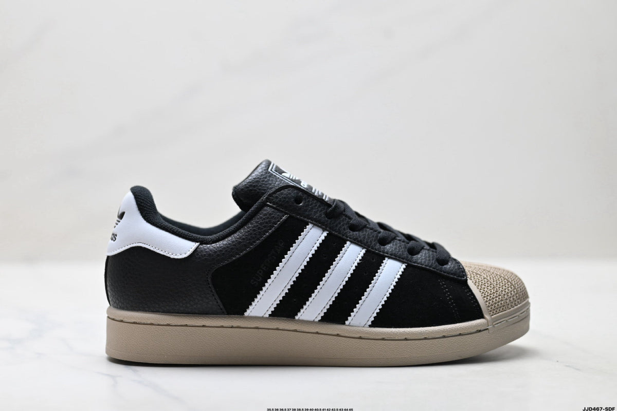 adidas Originals Superstar ¡ª Black Mix-Material & Beige | Shell Toe