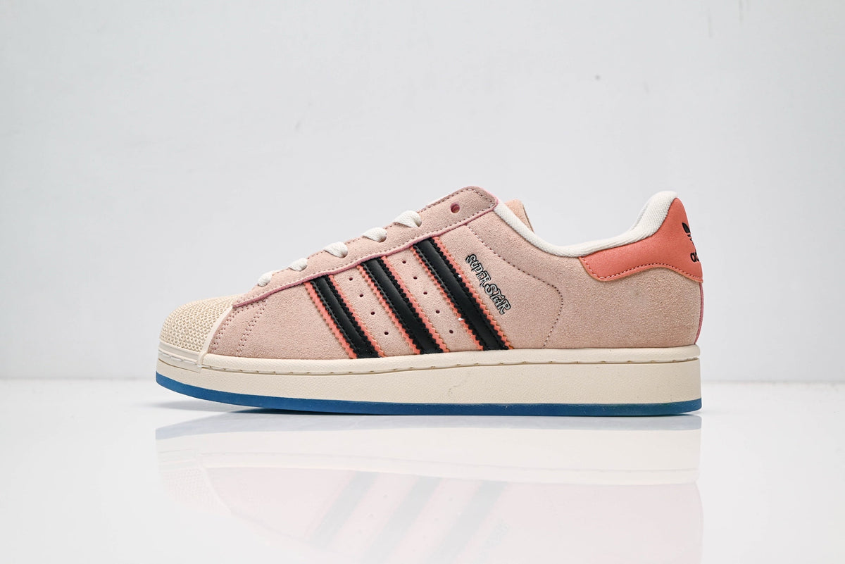 adidas Originals Superstar ¨C Pink Suede with Black 3-Stripes & Blue Outsole