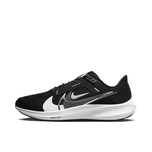 Nike Air Zoom Pegasus 40 ¨C Black / White / Silver Mesh Running Sneakers
