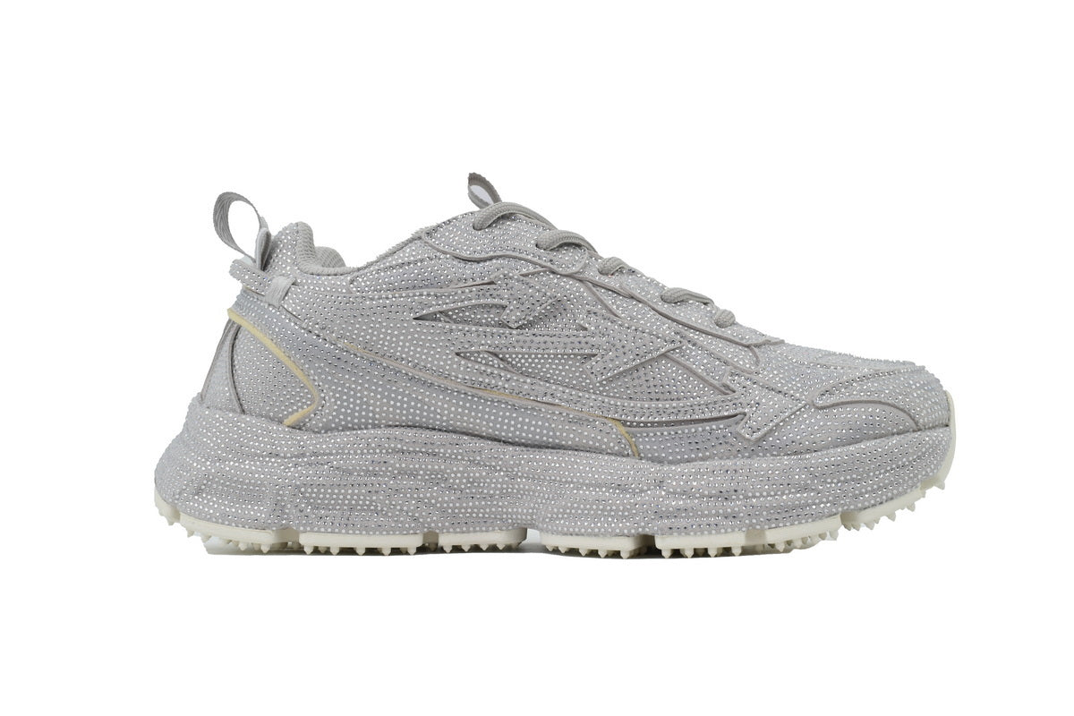 Off-White Be Right Back Women's Men's Silver Sparkle Chunky Sneakers