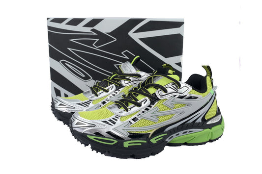 Off-White Be Right Back Women's Men's Shoes | Lime Green & Silver Mesh Retro Sneakers