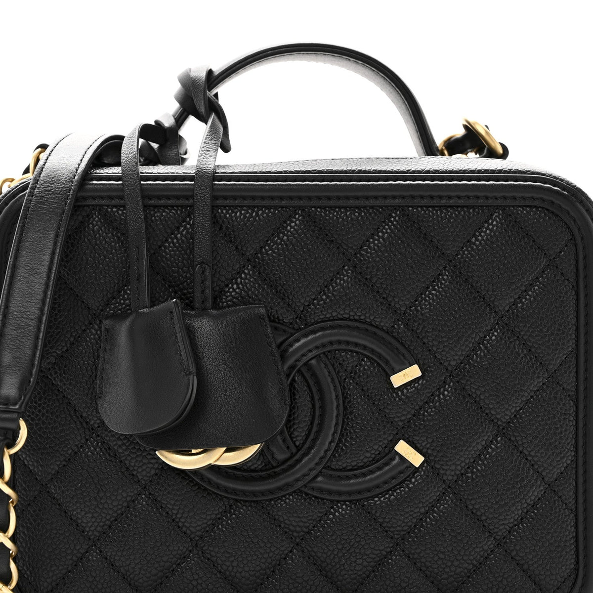 Caviar Quilted Medium CC Filigree Vanity Case Black
