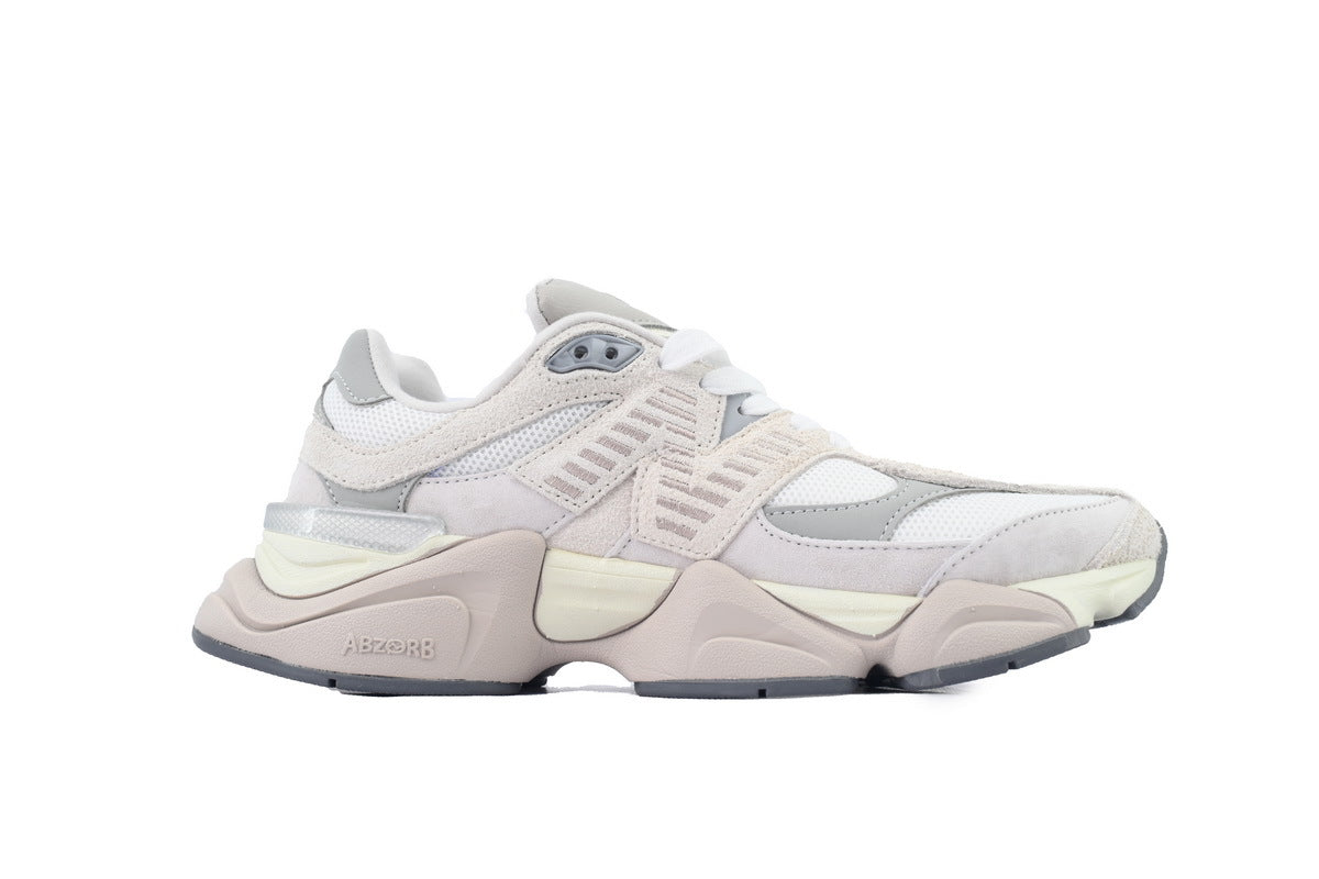 New Balance 9060 Women's & Men's White Grey Cream Chunky Retro Sneakers