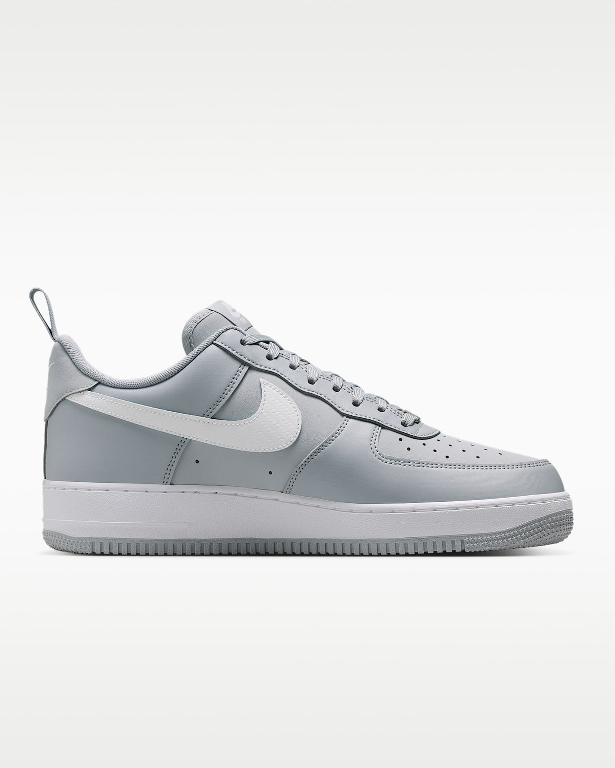 Nike Air Force 1 '07 Wolf Grey White Mini Swoosh Sneakers  mens low top shoes