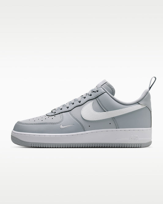 Nike Air Force 1 '07 Wolf Grey White Mini Swoosh Sneakers  mens low top shoes