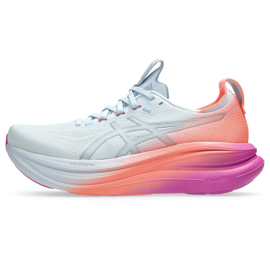 Asics womens shoes  neutral running shoes mens  sneakers  Gel-Nimbus 27 Light Blue / Orange / Purple Gradient