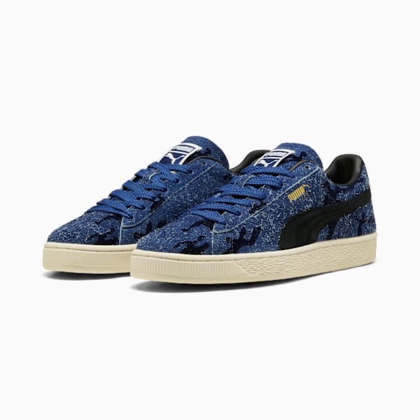 PUMA Suede Blue Camo?Black?Vintage Off?White puma shoes for men  womens shoes  roma shoes
