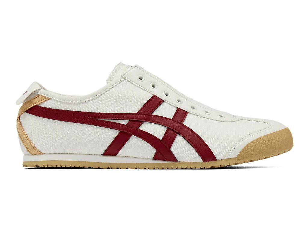 Onitsuka Tiger Mexico 66 Slip-On Unisex Sneakers ¨C Cream Burgundy Stripe  running shoes women asics mens shoes