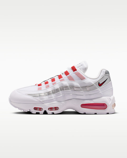 Nike Air Max 95 ¨C White / Silver / Red Mesh Athletic Sneakers