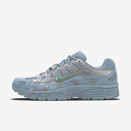 Nike P-6000 ¨C Light Blue / Metallic Silver / Iridescent Swoosh Mesh Athletic Sneakers