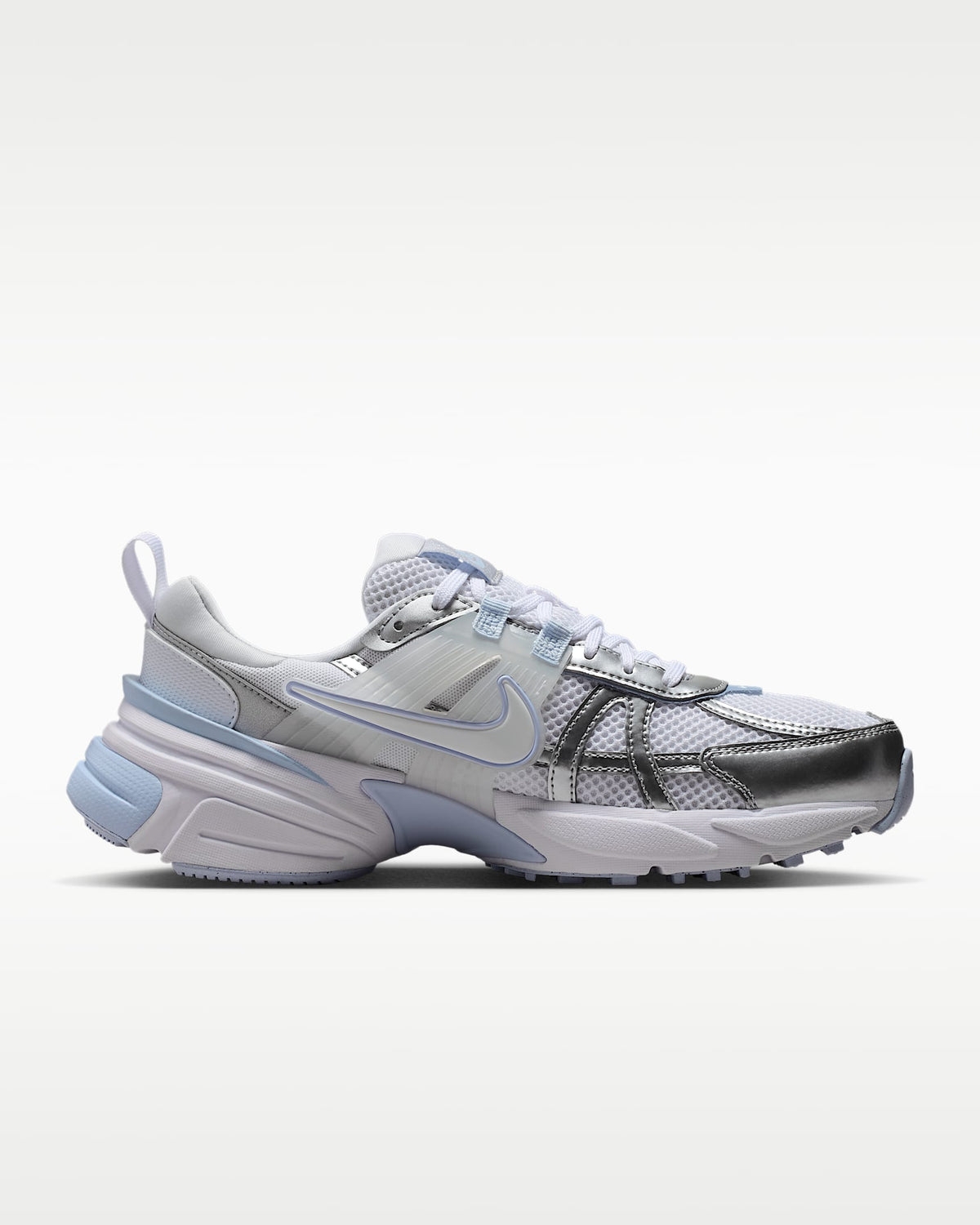 Nike V2K Run ¨C White / Silver / Light Blue Mesh Athletic Sneakers