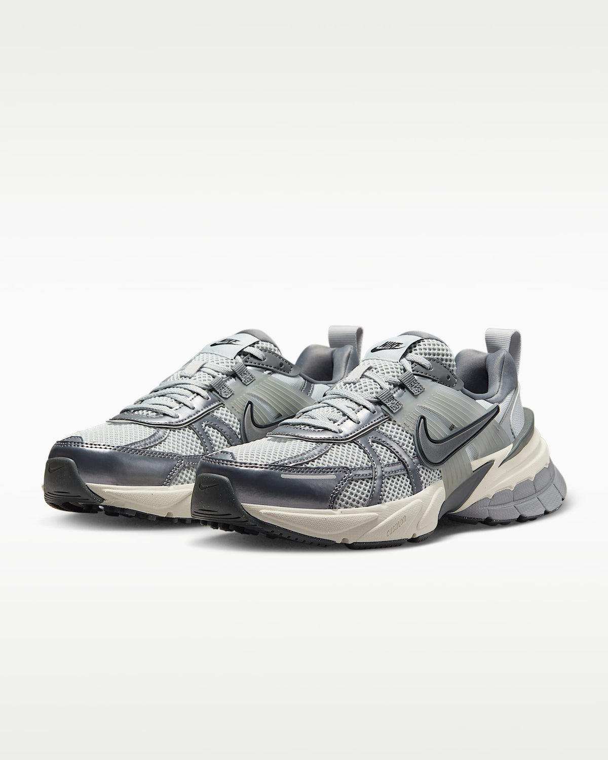 Nike V2K Run ¨C Grey / Silver Mesh Athletic Sneakers