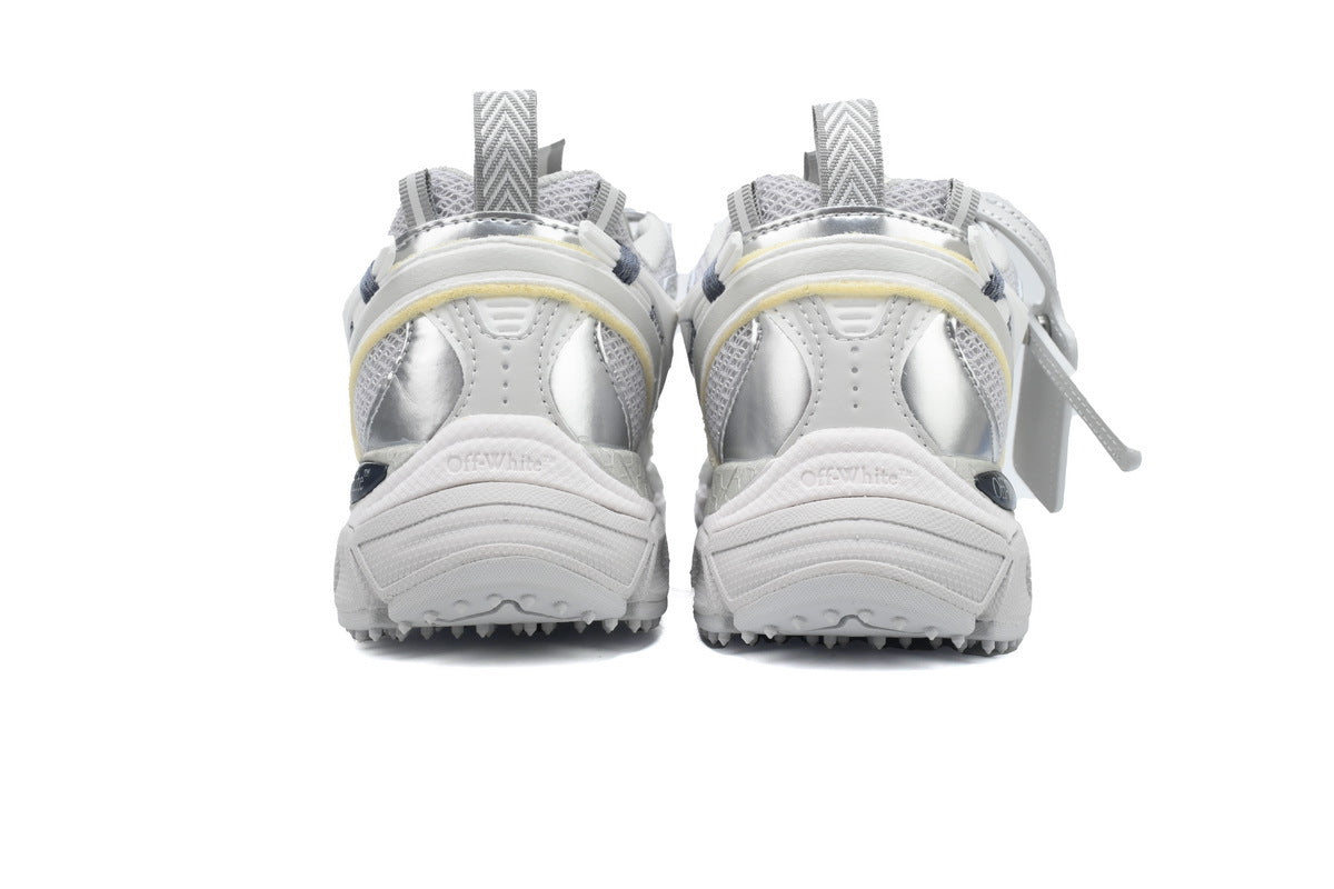 Off-White Be Right Back Women's Men's Shoes | White & Silver Mesh Retro Sneakers