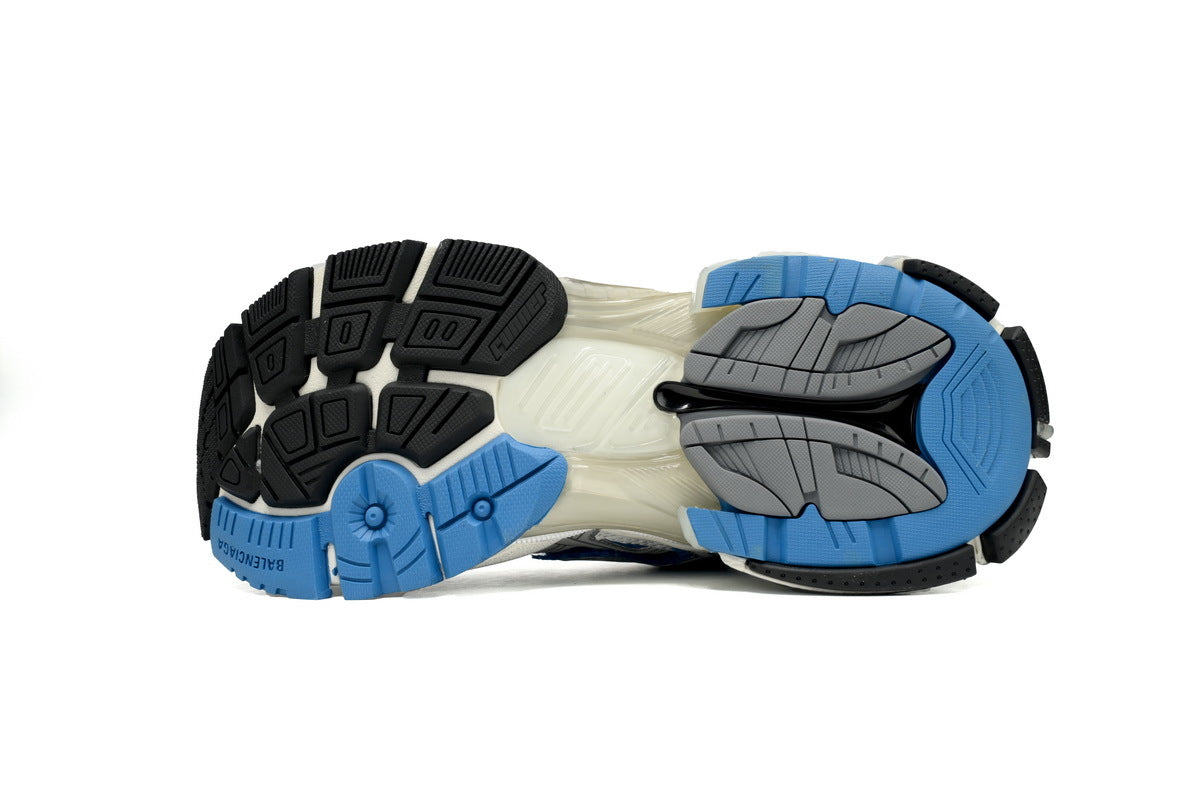 Balenciaga  men's shoes Track  Runner Sneaker ¨C Distressed Low-Top  balenciaga runners White and blue