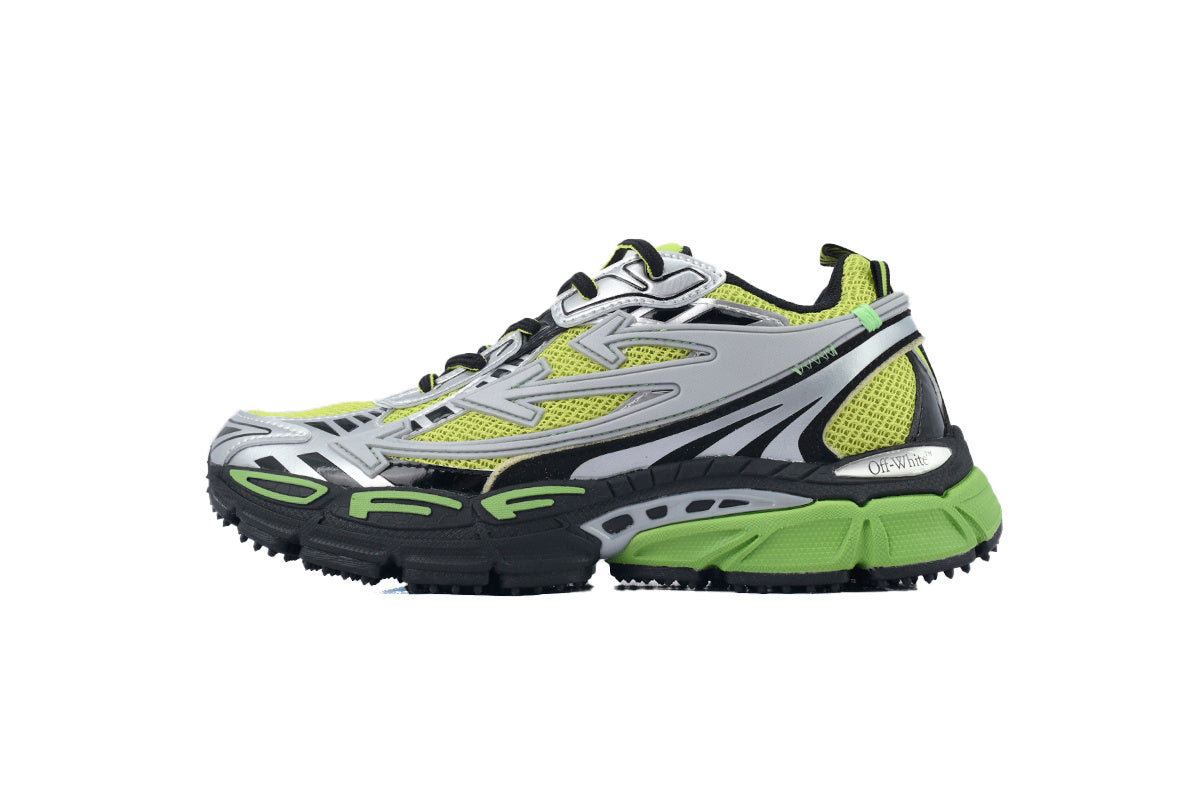 Off-White Be Right Back Women's Men's Shoes | Lime Green & Silver Mesh Retro Sneakers