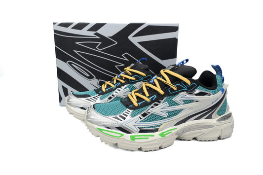 Off-White Be Right Back Women's Men's Shoes | Teal & Silver Mesh Retro Sneakers