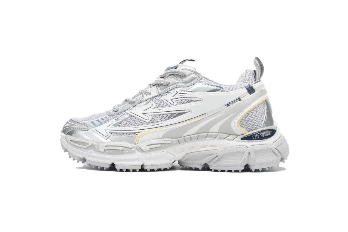 Off-White Be Right Back Women's Men's Shoes | White & Silver Mesh Retro Sneakers